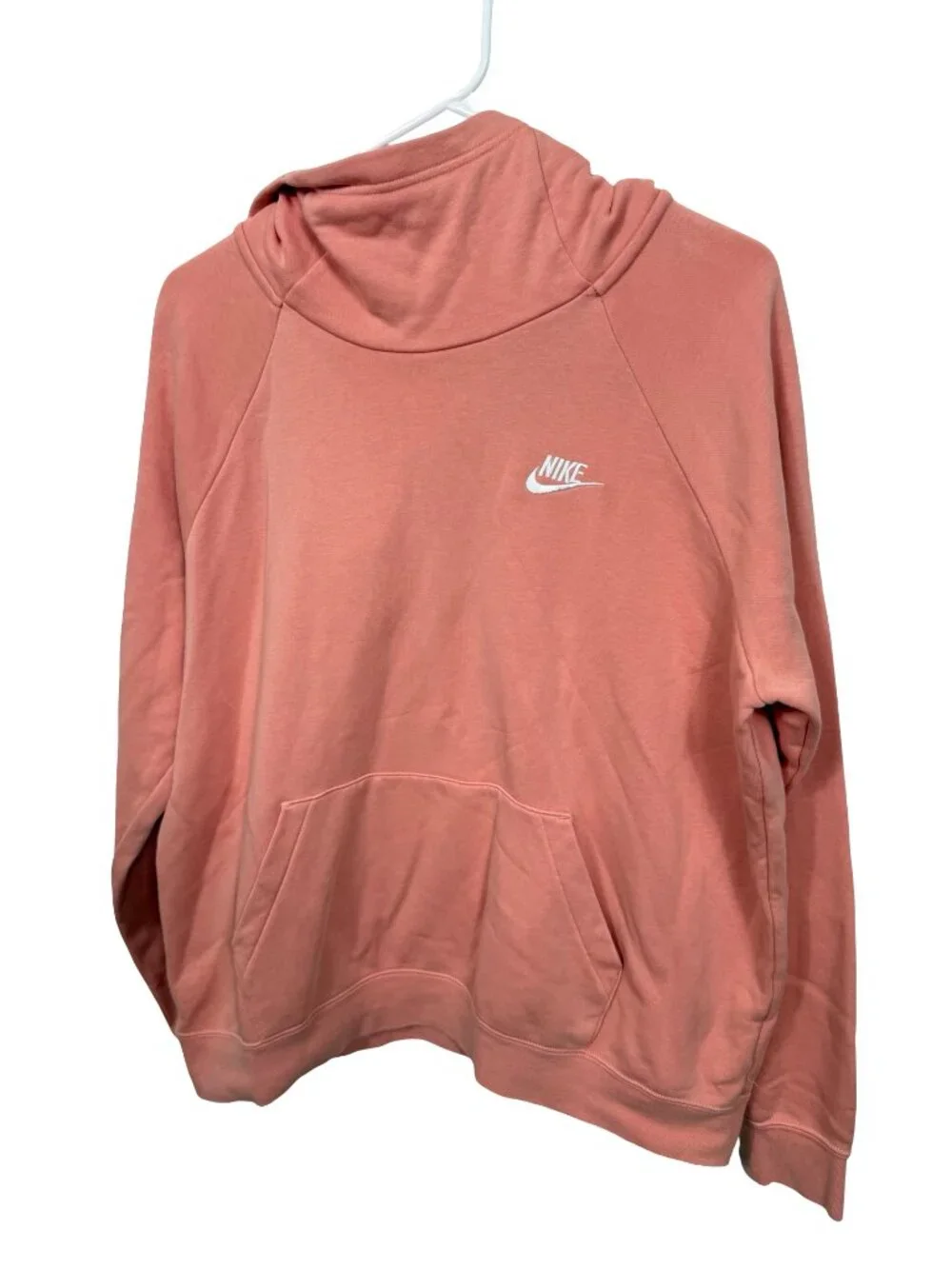 Nike Cowl Neck Hoodie Womens Large Peach Logo Fall Winter Fleece Comfy